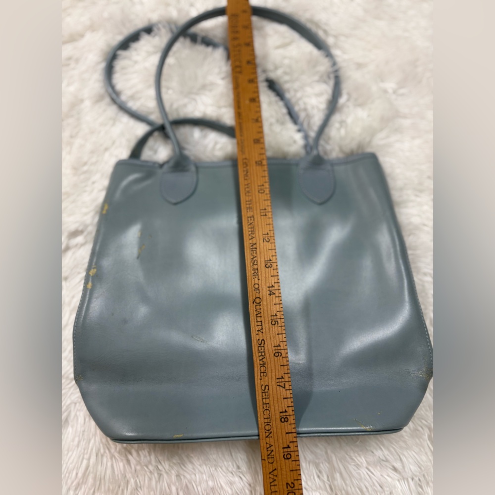 Longchamp Blue-Gray Leather Tote Bag - Picture 15 of 16